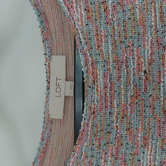 LOFT Textured Puff Sleeve Woven Short Sleeve Blouse Small - Picture 2 of 6